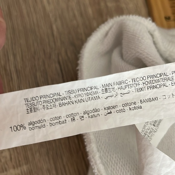 Zara NY Varsity Sweat Shorts White Navy Blue Elastic Waistband High Waist Size L - Picture 7 of 11